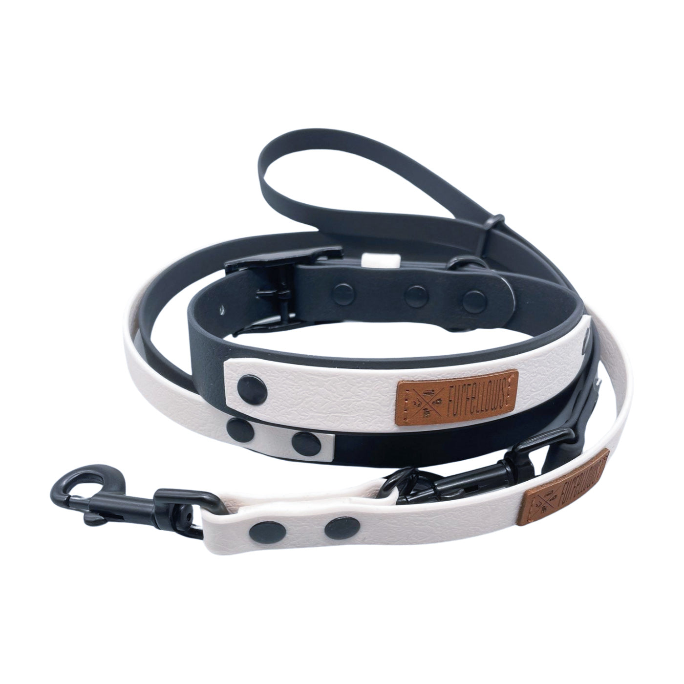 Set | Halsband & Hands-Free Leine "nero" aus Biothane