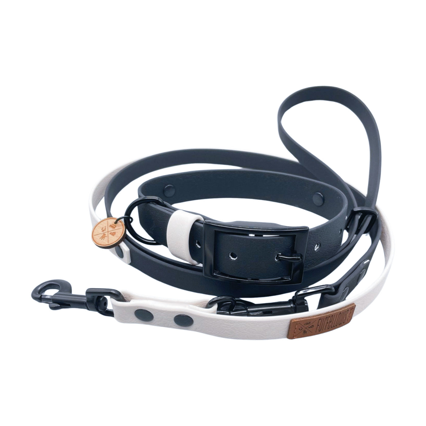 Set | Halsband & Hands-Free Leine "nero" aus Biothane