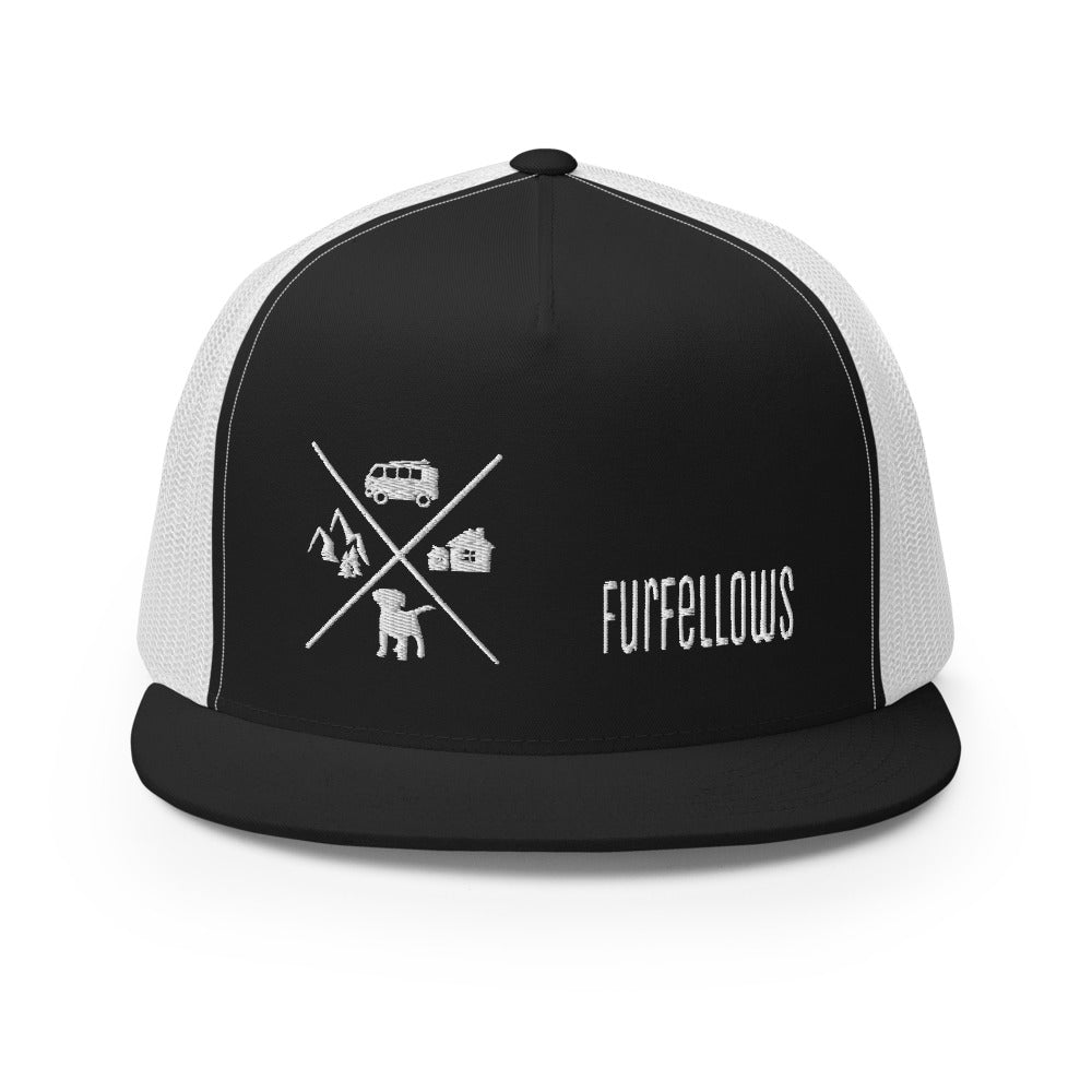 Furfellows Trucker Cap, Furfellows, Cap, schwarz weiß grau Snap-Back snapback verstellbar Schikdkappe Kappe Mütze cappy