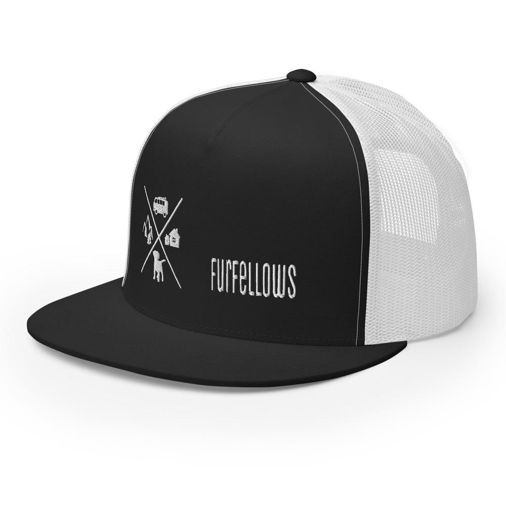 Furfellows Trucker Cap, Furfellows, Cap, schwarz weiß grau Snap-Back snapback verstellbar Schikdkappe Kappe Mütze cappy