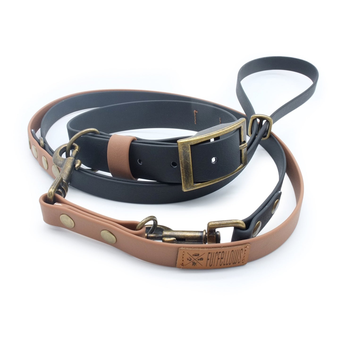 Set | Halsband & Hands-Free Leine aus Biothane SchwarzFurfellows handgemachtes Hundezubehör, Hundeaccessoires, Halsbänder und Leinen. handgemachtes für Hund und Halterin